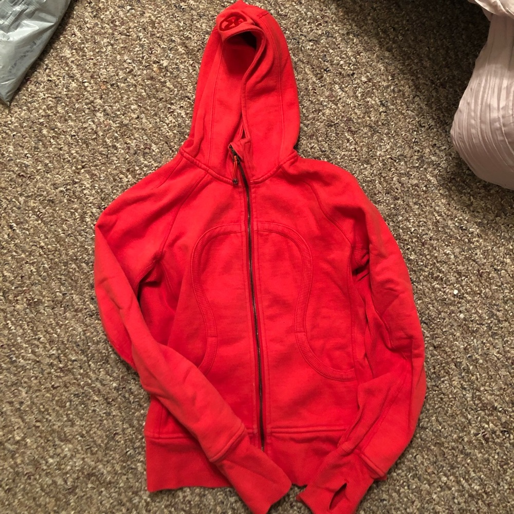 Lightly worn red Lululemon scuba hoodie